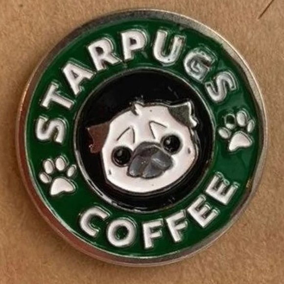 Jewelry - New "starpugs" enamel pin coffee and pugs
